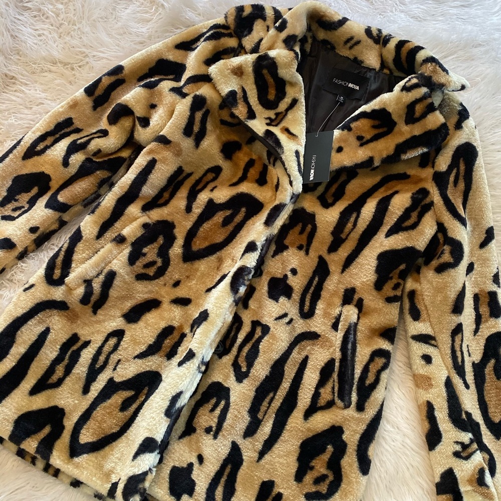 Leopard Print Faux Fur Coat